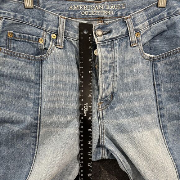 American Eagle Vintage Hi-Rise Jeans Women's 8 Blue Two Tone Button Fly Denim - Picture 9 of 13